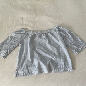 Madewell off the shoulder blue striped top
